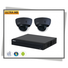 IP Dahua 4mp Ultra Hd Videoovervågning  Vandal Dome Black Kamera Sæt 2